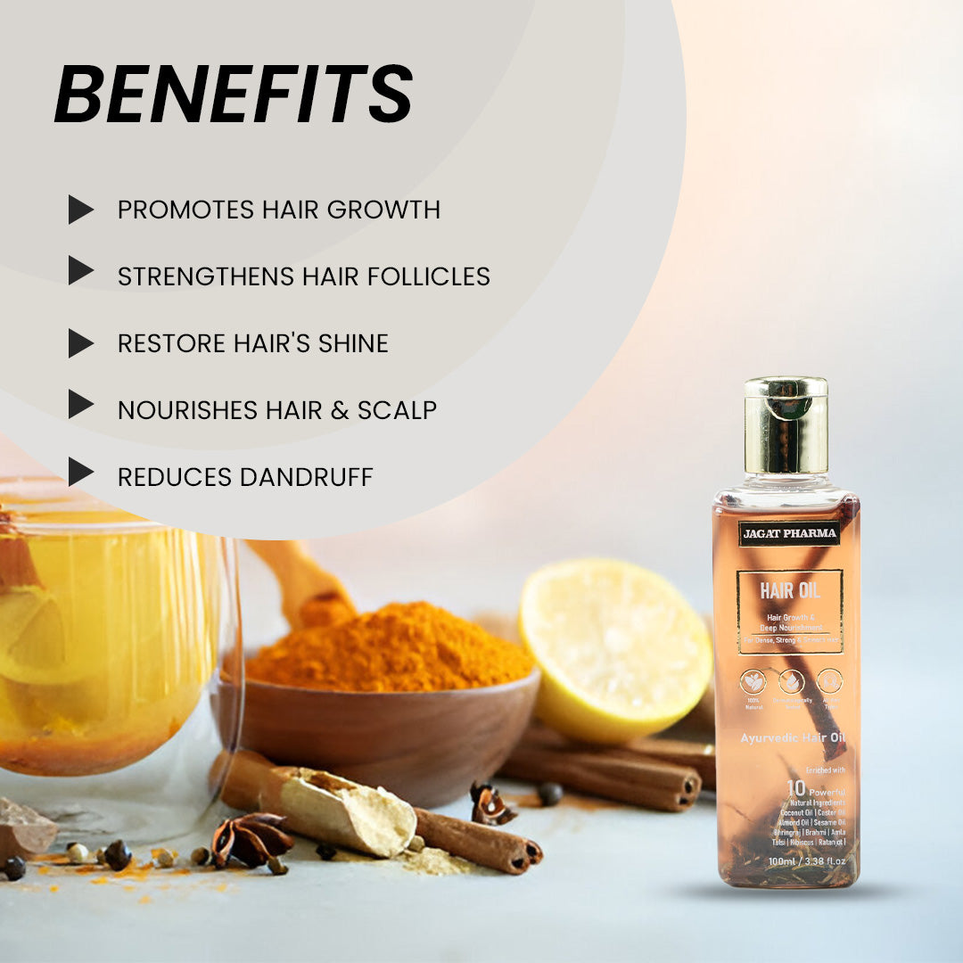Hair Oil for Dense, Strong & Smooth Hair | Infused With 10 Powerful Ayurvedic Herbs
