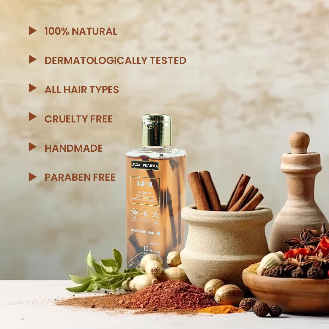 Hair Oil for Dense, Strong & Smooth Hair | Infused With 10 Powerful Ayurvedic Herbs